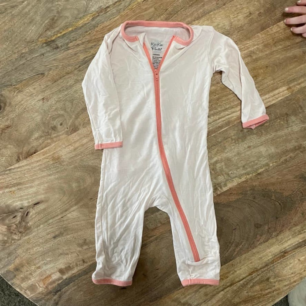Kickee Pants Bamboo Girls Coverall with Zipper in Macaroon Baby Sister 0-3m